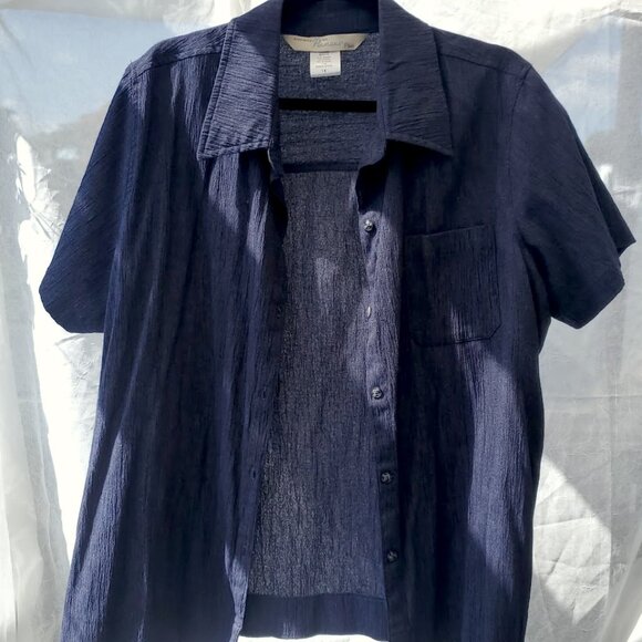 Blue Crinkle Loose Top - Picture 6 of 10